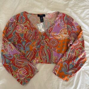 Chaps Paisley Crop Top - Orange and Purple